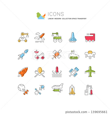 Set Vector Line Icons of Space Transport 139695661