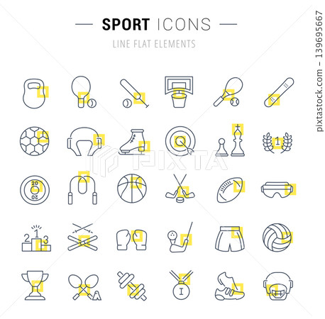 Set Vector Line Icons of Sport. Set Vector Line Icons of Sport. 139695667