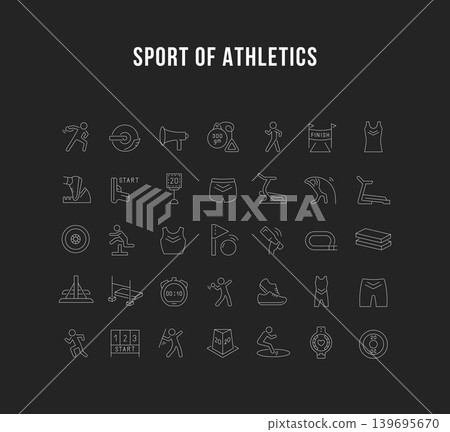 Set Vector Line Icons of Sport of Athletics. Set Vector Line Icons of Sport of Athletics. 139695670