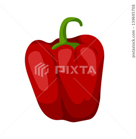 Cartoon vector illustration of a red bell pepper isolated on a white background for vegetable food design. Cartoon vector illustration of a red bell pepper isolated on a white background for vegetable food design. 139695708
