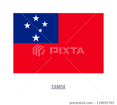 Flat vector illustration of the Samoa national flag with red field, blue canton, and white stars for country symbol design. Flat vector illustration of the Samoa national flag with red field, blue canton, and white stars for country symbol design. 139695765