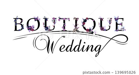 Boutique wedding vector with floral letter design. Boutique wedding vector with floral letter design. 139695826