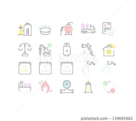 Set Vector Line Icons of Gas Industry Set Vector Line Icons of Gas Industry 139695862