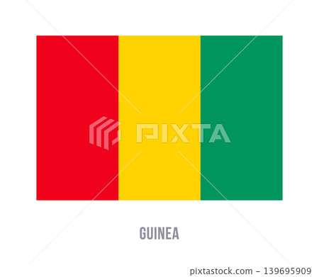 Flat vector illustration of the Guinea national flag isolated on a white background for geography and travel design. Flat vector illustration of the Guinea national flag isolated on a white background for geography and travel design. 139695909