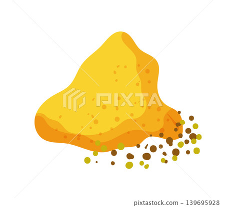 Cartoon vector illustration of curry powder isolated on a white background for spice and cooking ingredient design. Cartoon vector illustration of curry powder isolated on a white background for spice and cooking ingredient design. 139695928