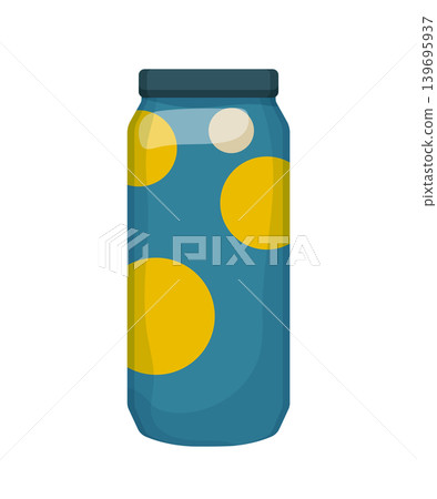 Cartoon vector illustration of a decorative food jar isolated on a white background for packaged product design. Cartoon vector illustration of a decorative food jar isolated on a white background for packaged product design. 139695937