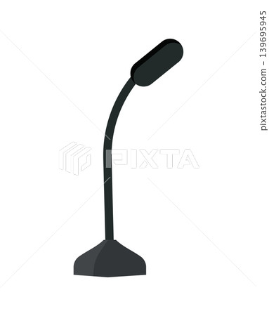 Vector illustration of a desk gooseneck microphone on base. Audio device for announcements, conferencing, office communication, recording, and speaking. 139695945