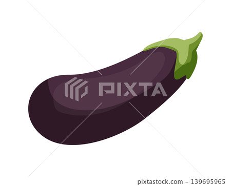 Cartoon vector illustration of a fresh eggplant isolated on a white background for vegetable food design. Cartoon vector illustration of a fresh eggplant isolated on a white background for vegetable food design. 139695965