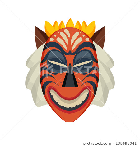 Abstract Papuan mask with bold shapes and cultural patterns. 139696041