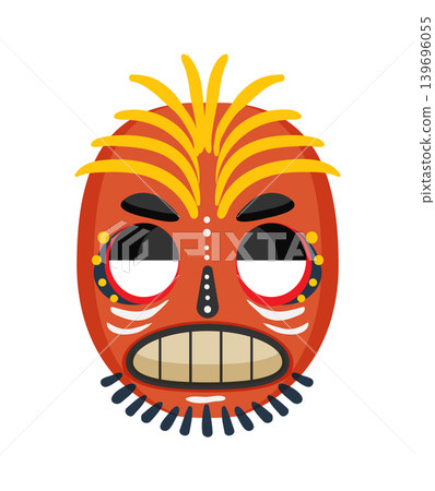 Abstract Papuan mask with bold shapes and cultural patterns. Abstract Papuan mask with bold shapes and cultural patterns. 139696055