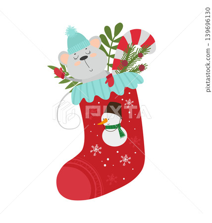Mouse In Christmas Stocking Mouse In Christmas Stocking 139696130