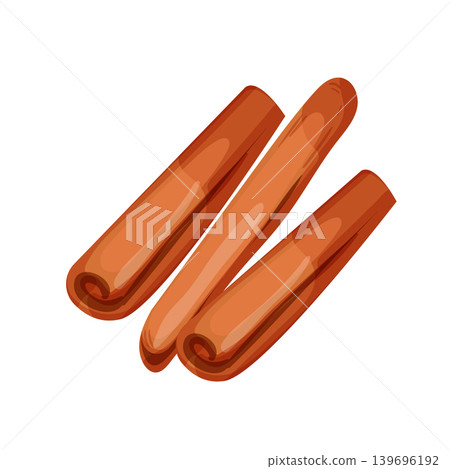 Cartoon vector illustration of cinnamon sticks isolated on a white background for spice and cooking ingredient design. Cartoon vector illustration of cinnamon sticks isolated on a white background for spice and cooking ingredient design. 139696192
