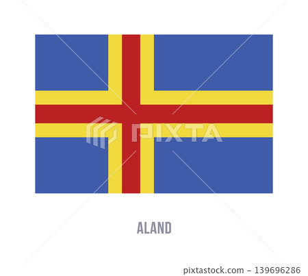 Flat vector illustration of the Aland flag with blue field, yellow Nordic cross, and red cross for regional island symbol design. Flat vector illustration of the Aland flag with blue field, yellow Nordic cross, and red cross for regional island symbol design. 139696286