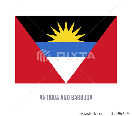 Flat vector illustration of the national flag of Antigua and Barbuda isolated on a white background for country symbol design. Flat vector illustration of the national flag of Antigua and Barbuda isolated on a white background for country symbol design. 139696299
