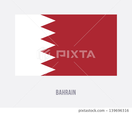 Flat vector illustration of the Bahrain national flag isolated on a white background for geography and travel design. Flat vector illustration of the Bahrain national flag isolated on a white background for geography and travel design. 139696316