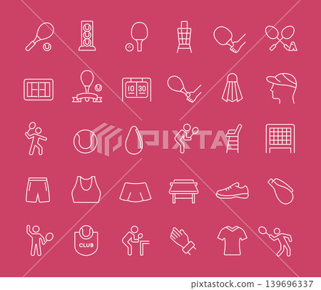 Set of Line Icons of Tennis. Set of Line Icons of Tennis. 139696337