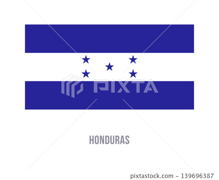 Flat vector illustration of the Honduras national flag isolated on a white background for country symbol design. Flat vector illustration of the Honduras national flag isolated on a white background for country symbol design. 139696387