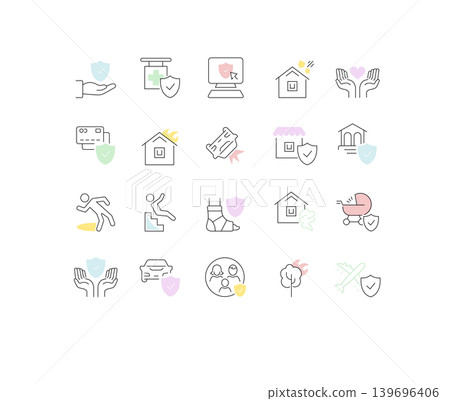 Set Vector Line Icons of Insurance Set Vector Line Icons of Insurance 139696406