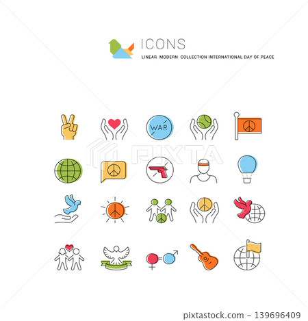 Set Vector Line Icons of International Day of Peace Set Vector Line Icons of International Day of Peace 139696409