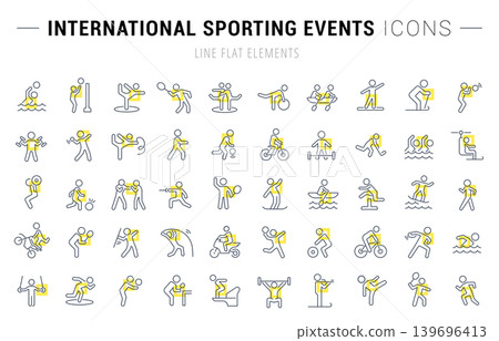 Set Vector Line Icons of International Sporting Events 139696413
