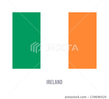 Flat vector illustration of the Ireland national flag isolated on a white background for country symbol design. Flat vector illustration of the Ireland national flag isolated on a white background for country symbol design. 139696420