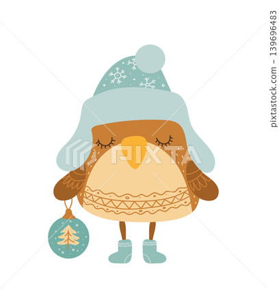 Owl With Christmas Bauble Owl With Christmas Bauble 139696483