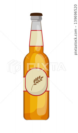 Cartoon vector illustration of a beer bottle isolated on a white background for beverage product design. Cartoon vector illustration of a beer bottle isolated on a white background for beverage product design. 139696520