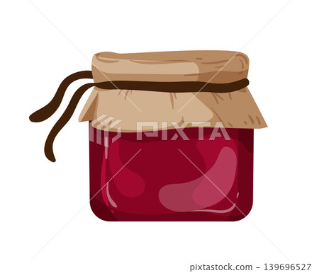 Cartoon vector illustration of a berry jam jar isolated on a white background for sweet preserve product design. 139696527