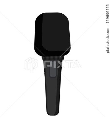 Vector illustration of a black handheld microphone. Simple audio equipment icon for singing, recording, broadcasting, interviews, and live performance. Vector illustration of a black handheld microphone. Simple audio equipment icon for singing, recording, broadcasting, interviews, and live performance. 139696533