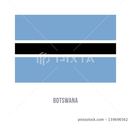 Flat vector illustration of the Botswana national flag isolated on a white background for country symbol design. Flat vector illustration of the Botswana national flag isolated on a white background for country symbol design. 139696562