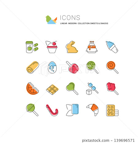 Set Vector Line Icons of Sweets Set Vector Line Icons of Sweets 139696571