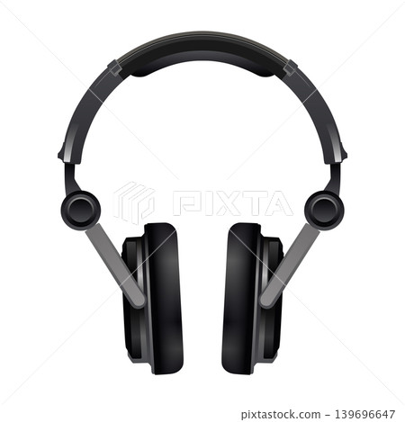 Black and silver headphones vector on a white background Black and silver headphones vector on a white background 139696647