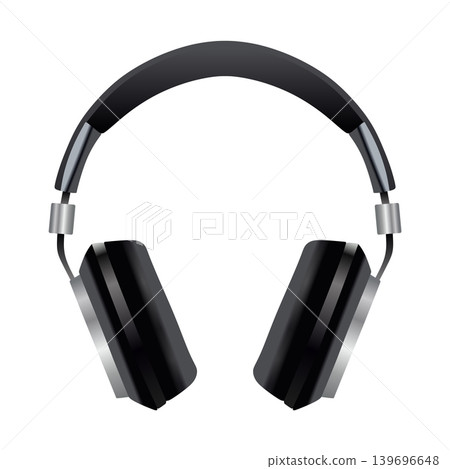 Stylish black headphones vector on a white background Stylish black headphones vector on a white background 139696648