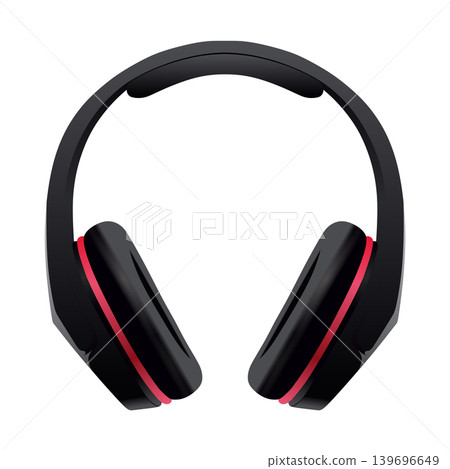 Black and red headphones vector on a white background Black and red headphones vector on a white background 139696649