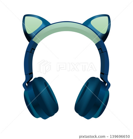 Blue headphones with cat ears vector on a white background 139696650