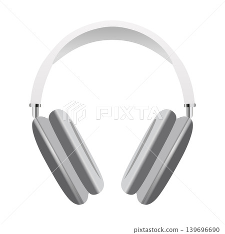 Silver wireless headphones on white background 139696690