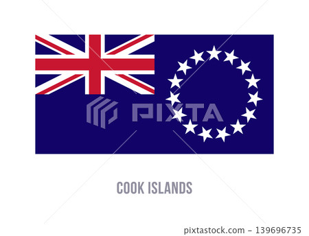 Flat vector illustration of the Cook Islands flag with blue field, union canton, and circle of white stars for territory symbol design. Flat vector illustration of the Cook Islands flag with blue field, union canton, and circle of white stars for territory symbol design. 139696735