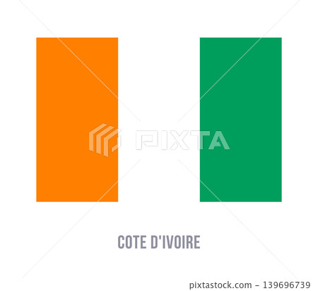 Flat vector illustration of the national flag of Cote dIvoire isolated on a white background for country symbol design. Flat vector illustration of the national flag of Cote dIvoire isolated on a white background for country symbol design. 139696739