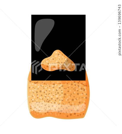 Cartoon vector illustration of couscous in plastic packaging isolated on a white background for grocery food design. Cartoon vector illustration of couscous in plastic packaging isolated on a white background for grocery food design. 139696743