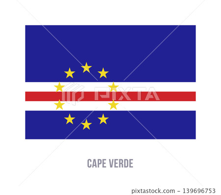 Flat vector illustration of the national flag of Cape Verde isolated on a white background for country symbol design. Flat vector illustration of the national flag of Cape Verde isolated on a white background for country symbol design. 139696753