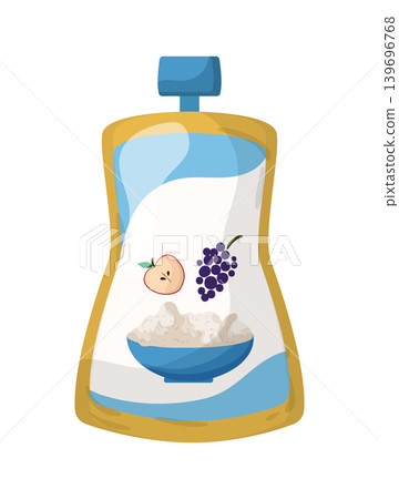Cartoon vector illustration of condensed milk pouch isolated on a white background for dairy product design. Cartoon vector illustration of condensed milk pouch isolated on a white background for dairy product design. 139696768