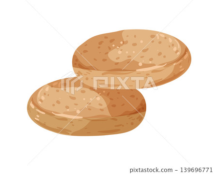 Cartoon vector illustration of burger buns isolated on a white background for fast food and bakery design. Cartoon vector illustration of burger buns isolated on a white background for fast food and bakery design. 139696771