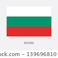 Flat vector illustration of the Bulgaria national flag with white, green, and red horizontal stripes for country symbol design. 139696810