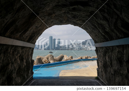 Iconic tunnel of Huinnyeoul Coastal Culture Village, Busan Iconic tunnel of Huinnyeoul Coastal Culture Village, Busan 139697154