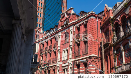 Historic red brick buildings in the Rock Bund, Shanghai, China 139697170