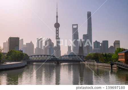 Waibaidu Bridge at Suzhou Creek and pearl tower, Shanghai Waibaidu Bridge at Suzhou Creek and pearl tower, Shanghai 139697180