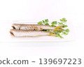 Salt-grilled barracuda (grilled fish) - bright background 139697223
