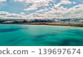 Aerial View of Shallow Turquoise Water and Clouds Bear Lake Utah USA 139697674