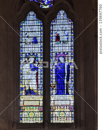 Stained Glass Windows In Gothic Westminster Abby, London Stained Glass Windows In Gothic Westminster Abby, London 139697760