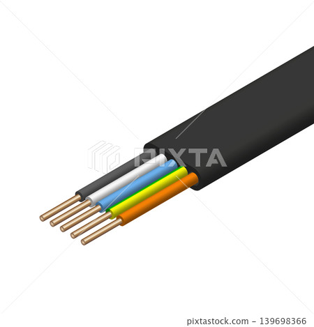 Isometric five core electrical cable vector, vector illustration. Isometric five core electrical cable vector, vector illustration. 139698366